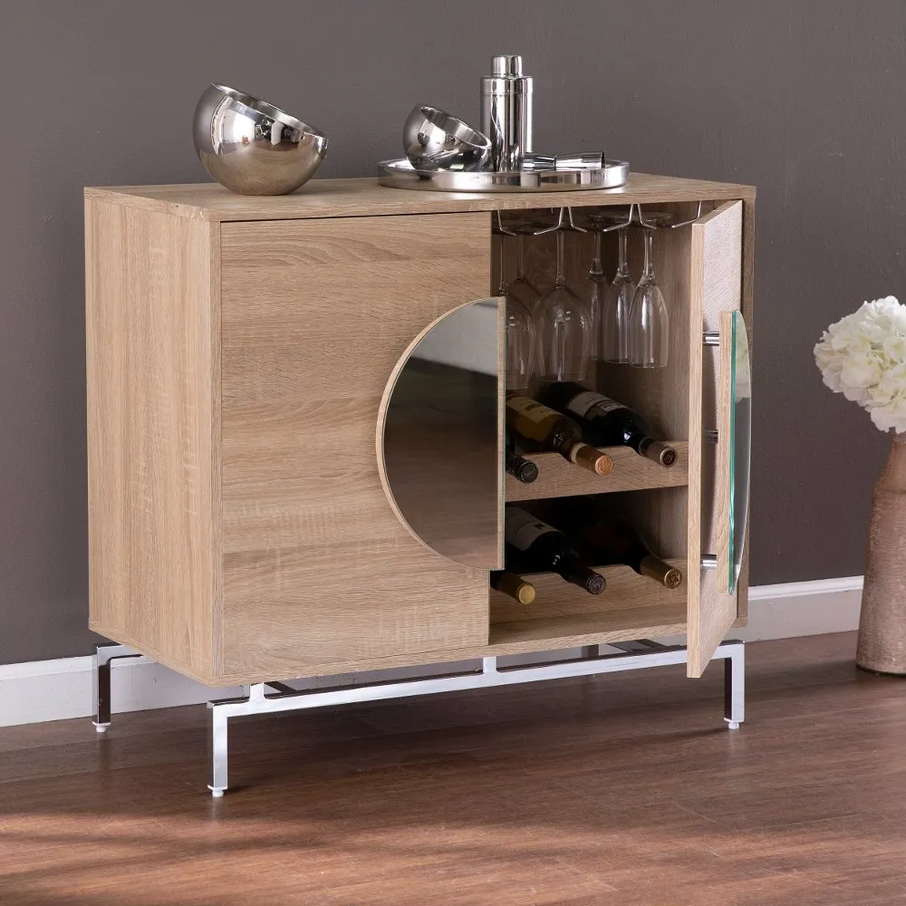 Northdom Light Brown Bar Cabinet with Wine Storage