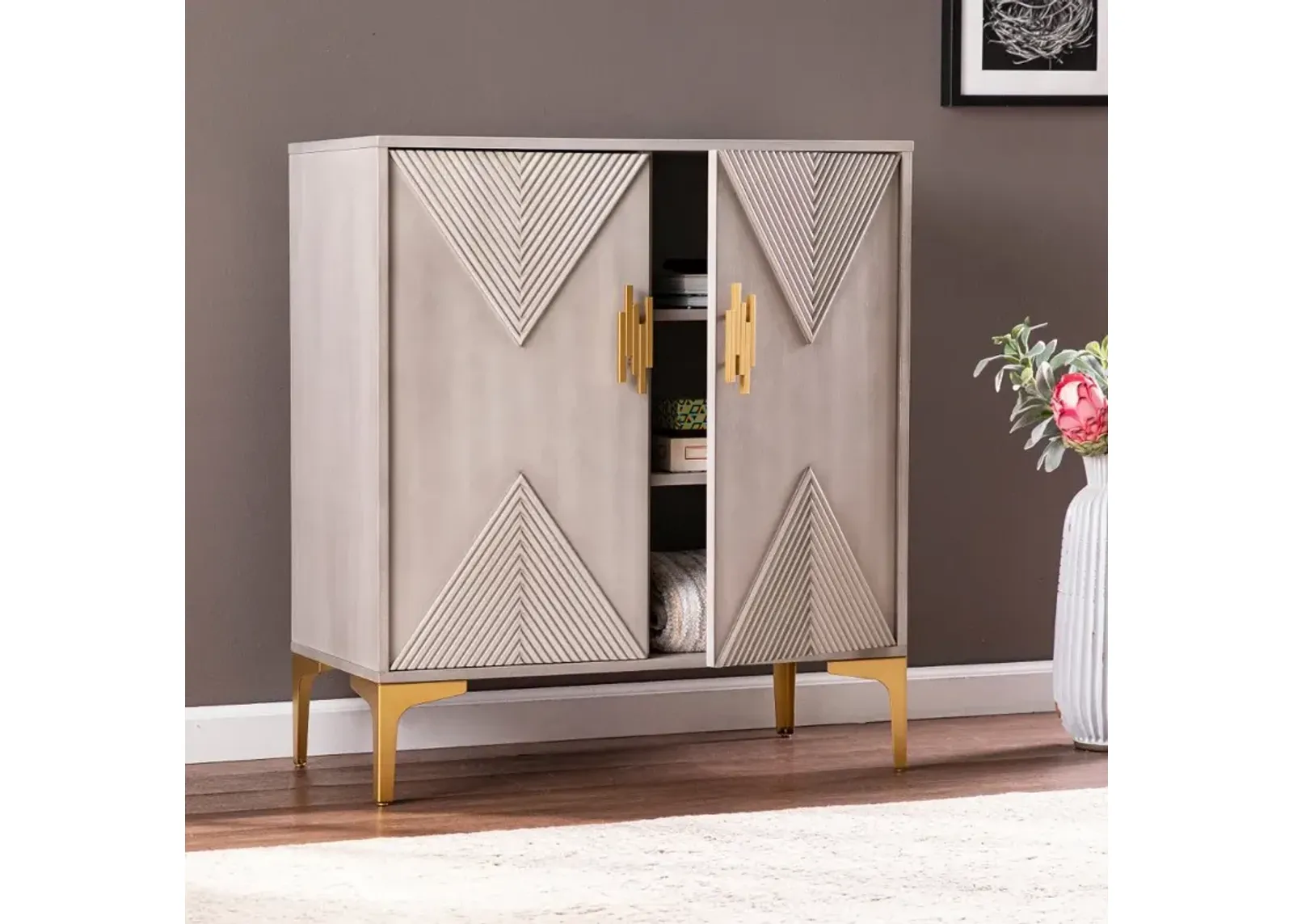 Lantara Gray Modern Storage Cabinet