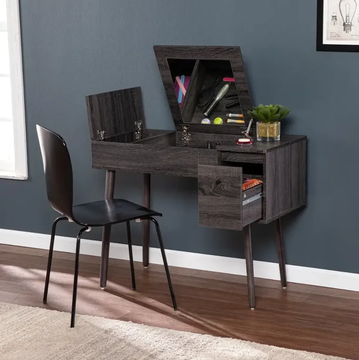 Holly & Martin Harzen Black Storage Vanity with Mirror