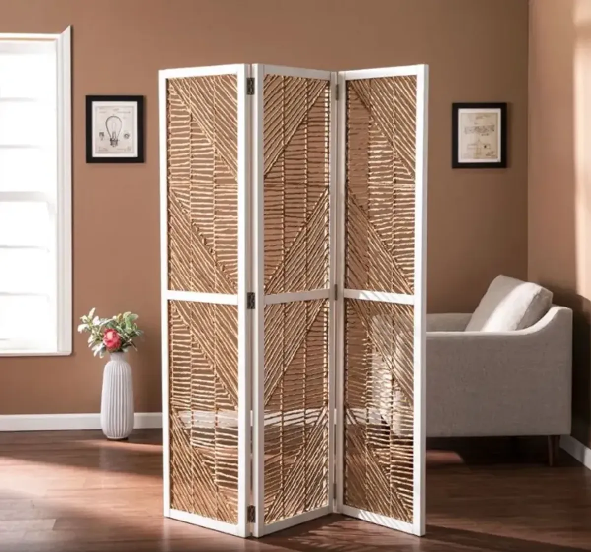 Quilino Light Brown Woven Room Divider