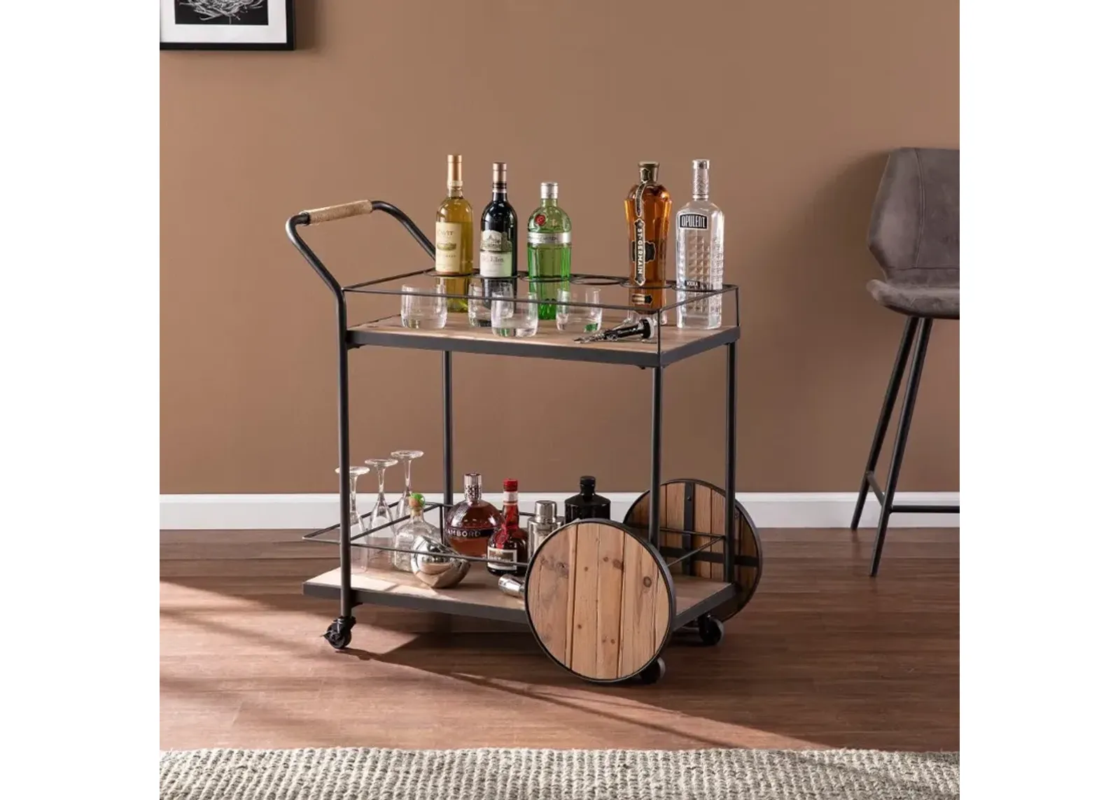 Pemton Reclaimed Wood Bar Cart