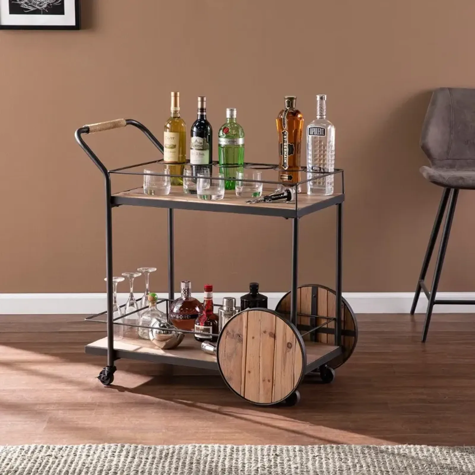 Pemton Reclaimed Wood Bar Cart