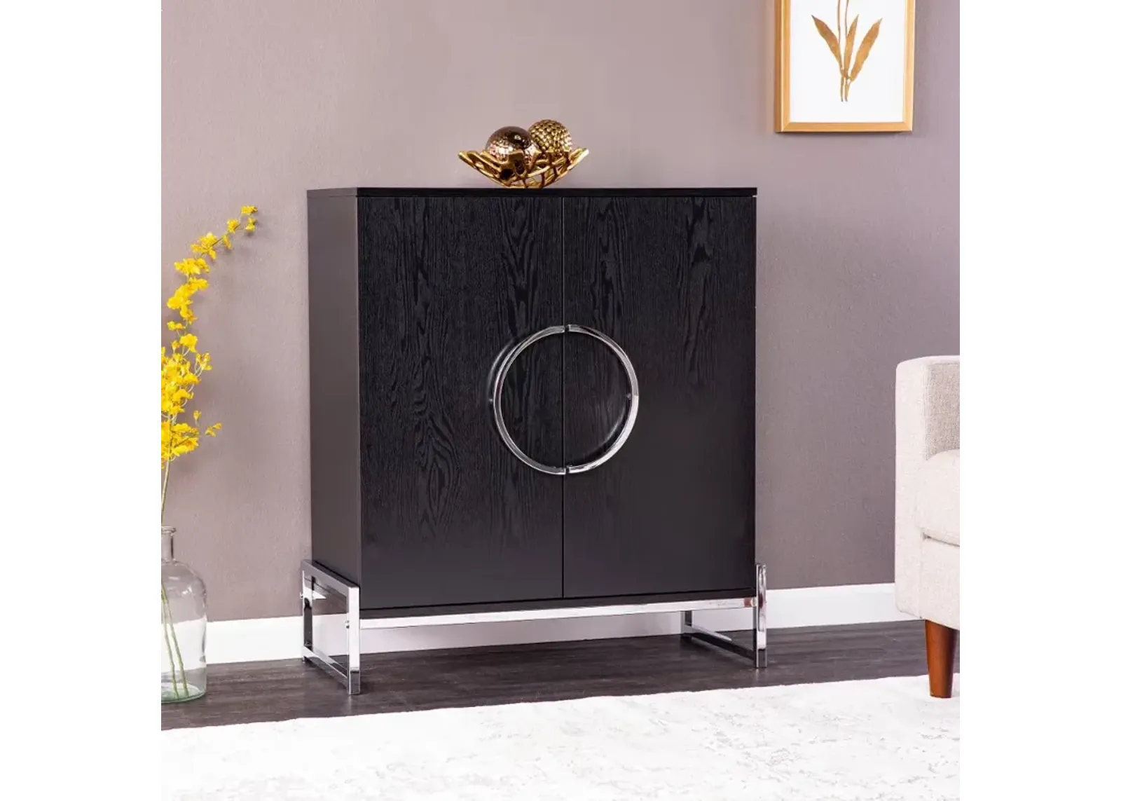 Pierton Black Double-Door Bar Cabinet