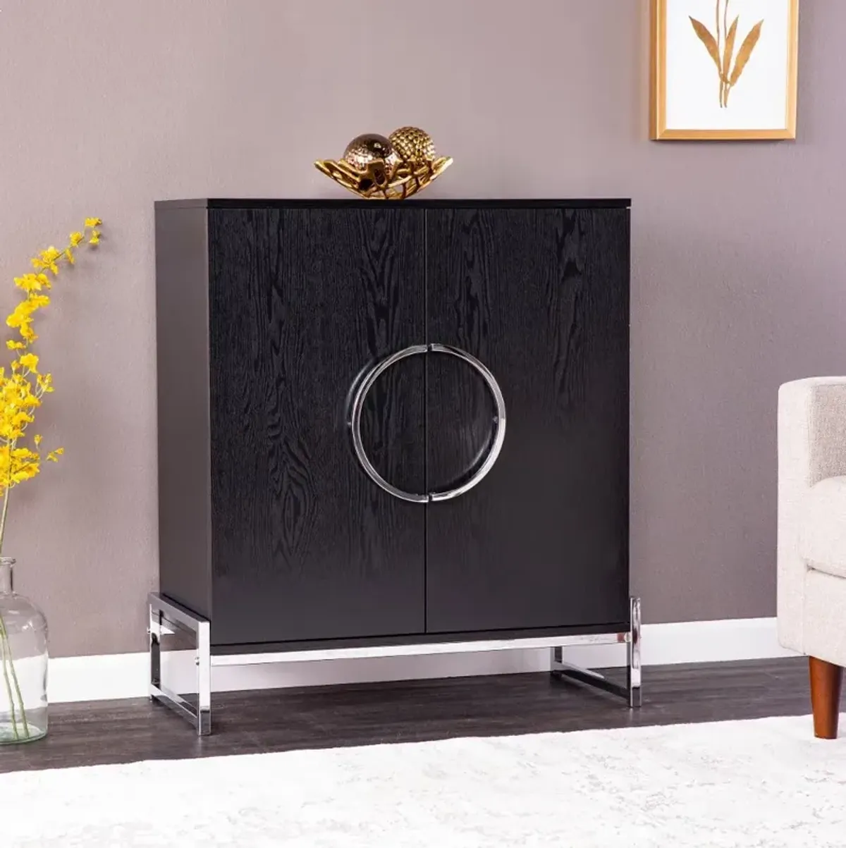 Pierton Black Double-Door Bar Cabinet