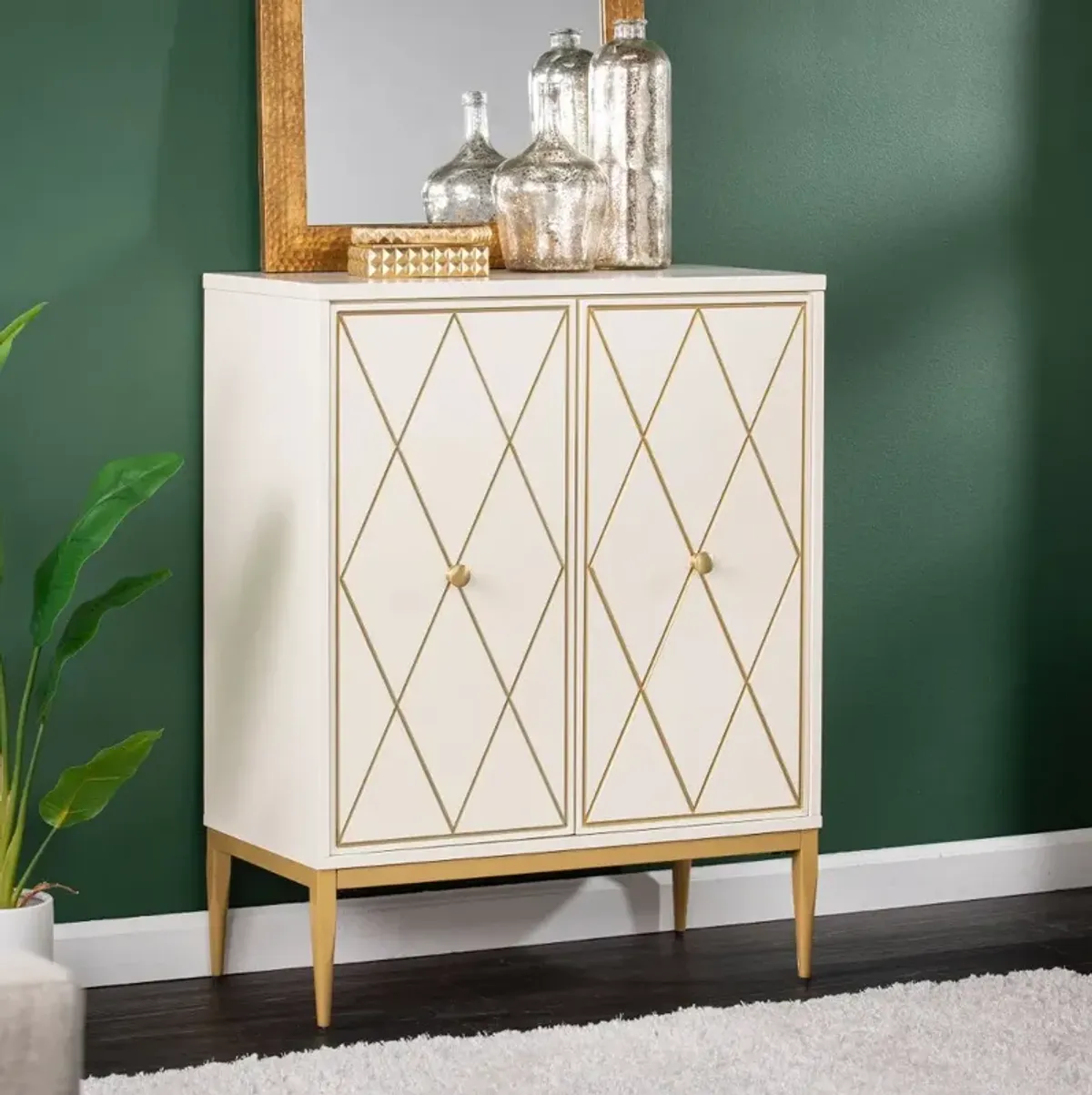 Marradi White & Gold Accent Cabinet