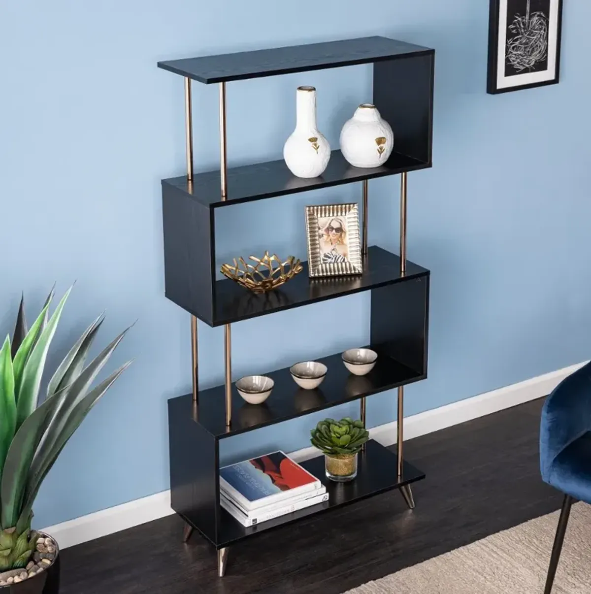 Beckerman Black Asymmetrical Bookcase