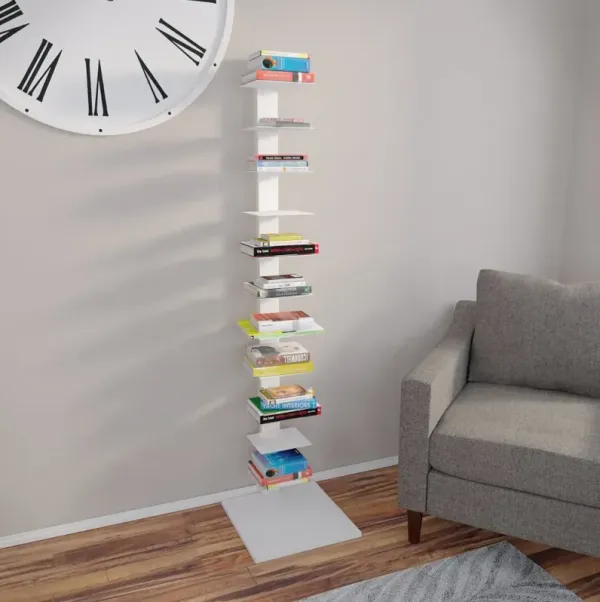 Stewartby White Spine Tower Bookshelf