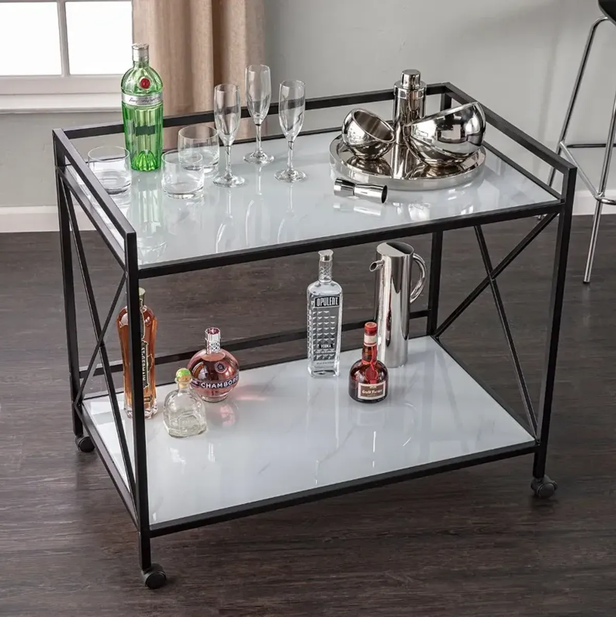 Maxton Black & White Bar Cart