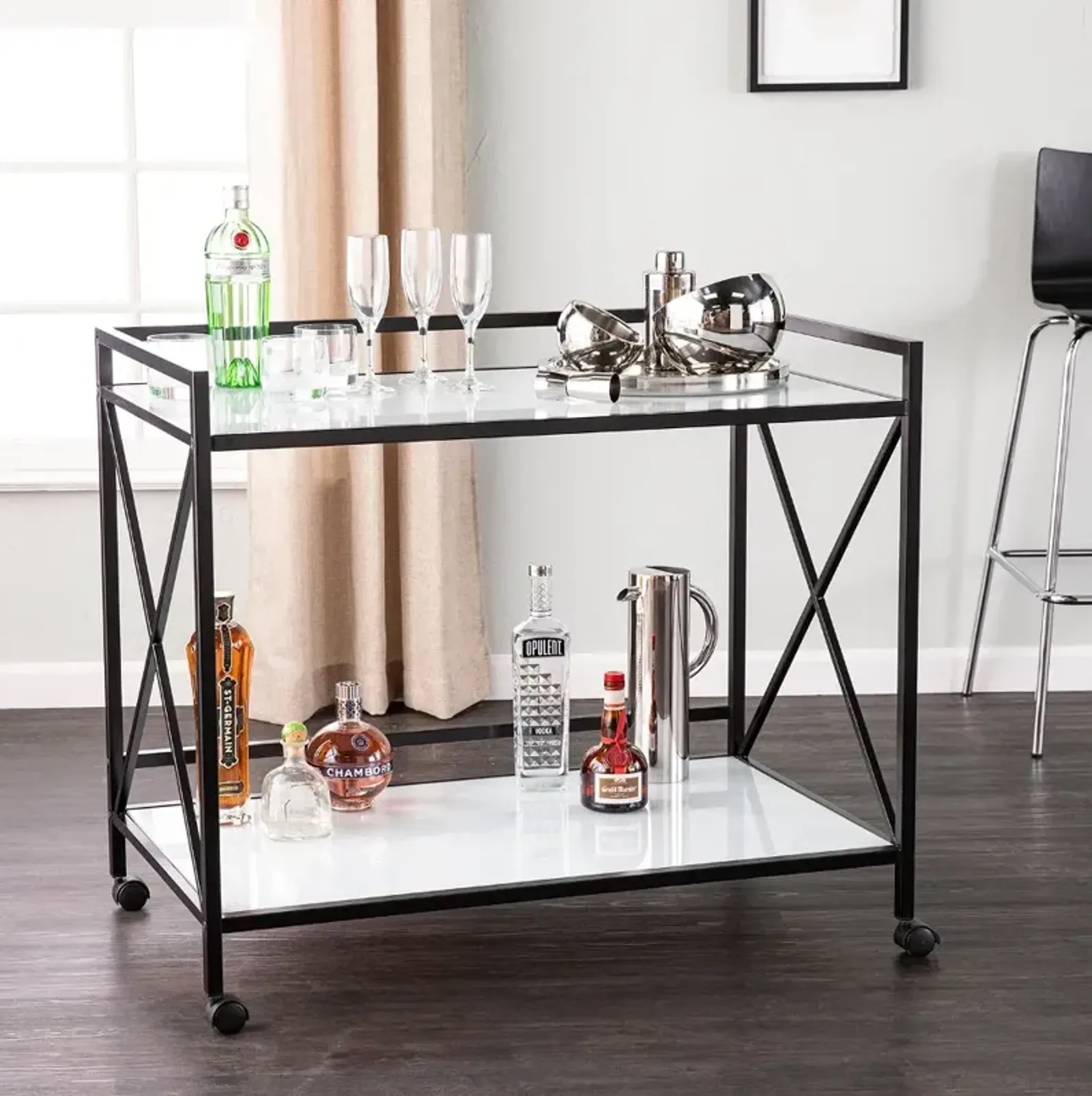 Maxton Black & White Bar Cart