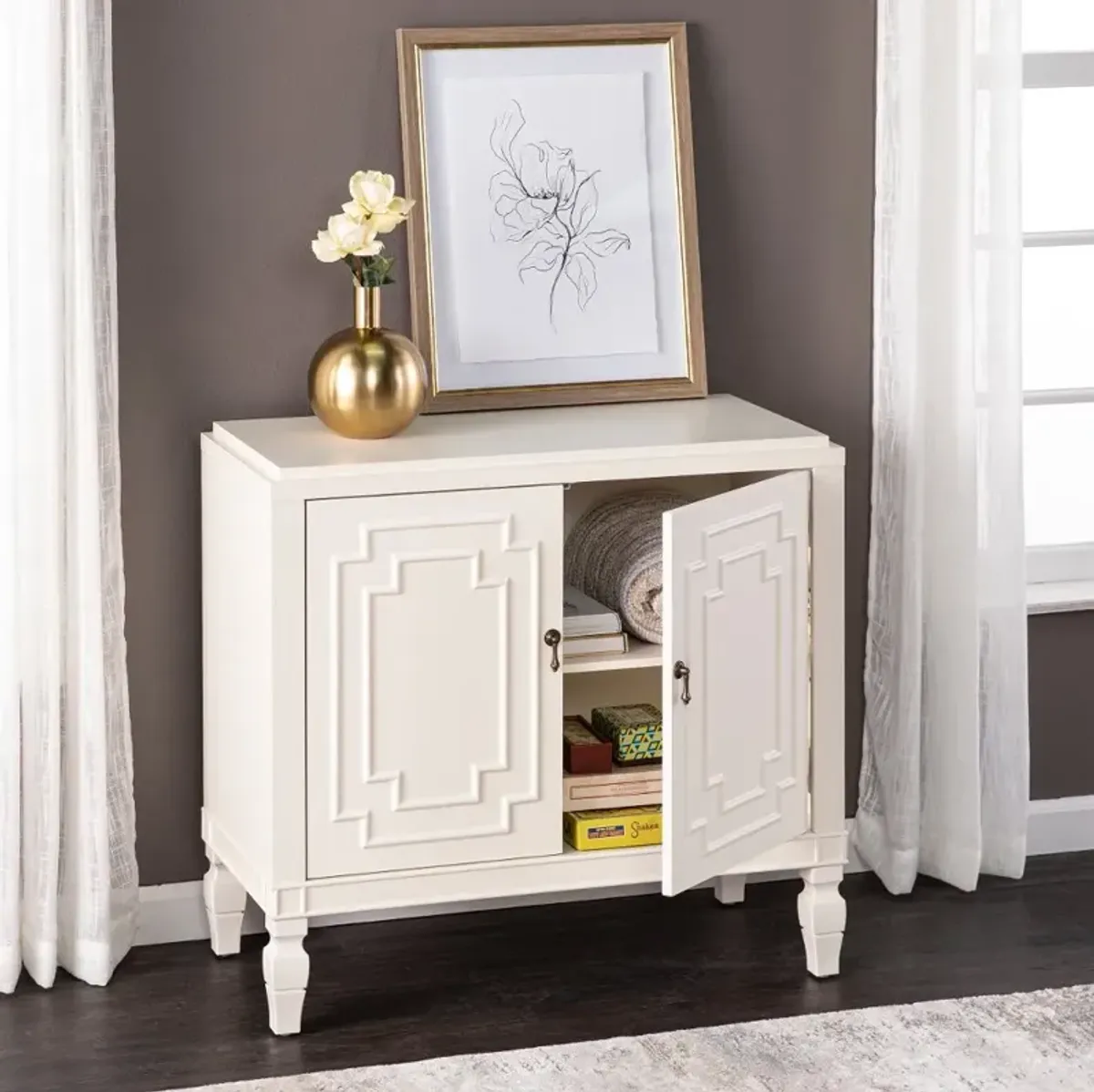 Tropman Antique White Double-Door Accent Cabinet