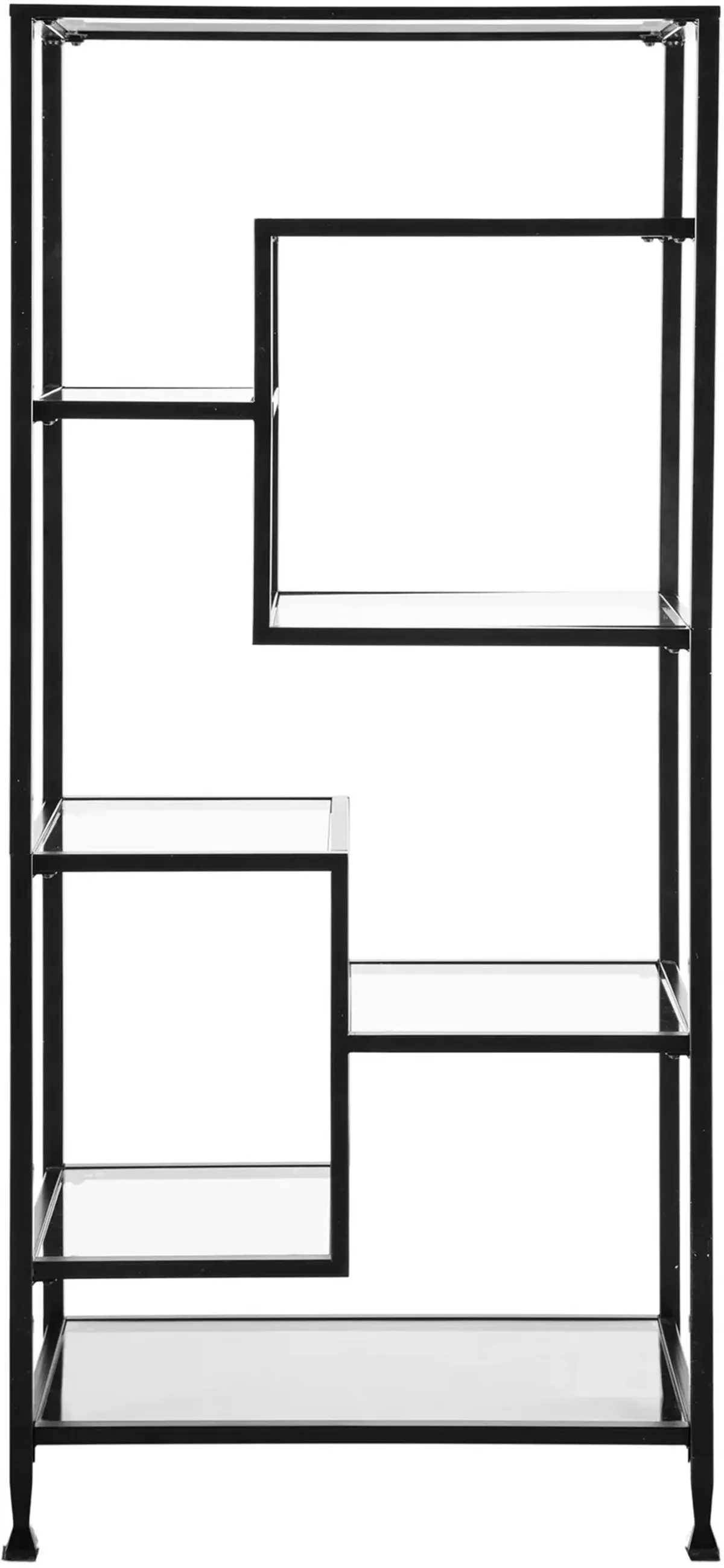 Jaymes Black Metal & Glass Asymmetrical Bookcase