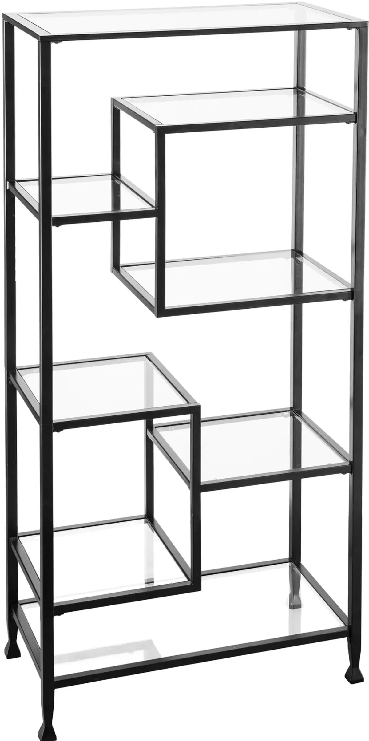 Jaymes Black Metal & Glass Asymmetrical Bookcase