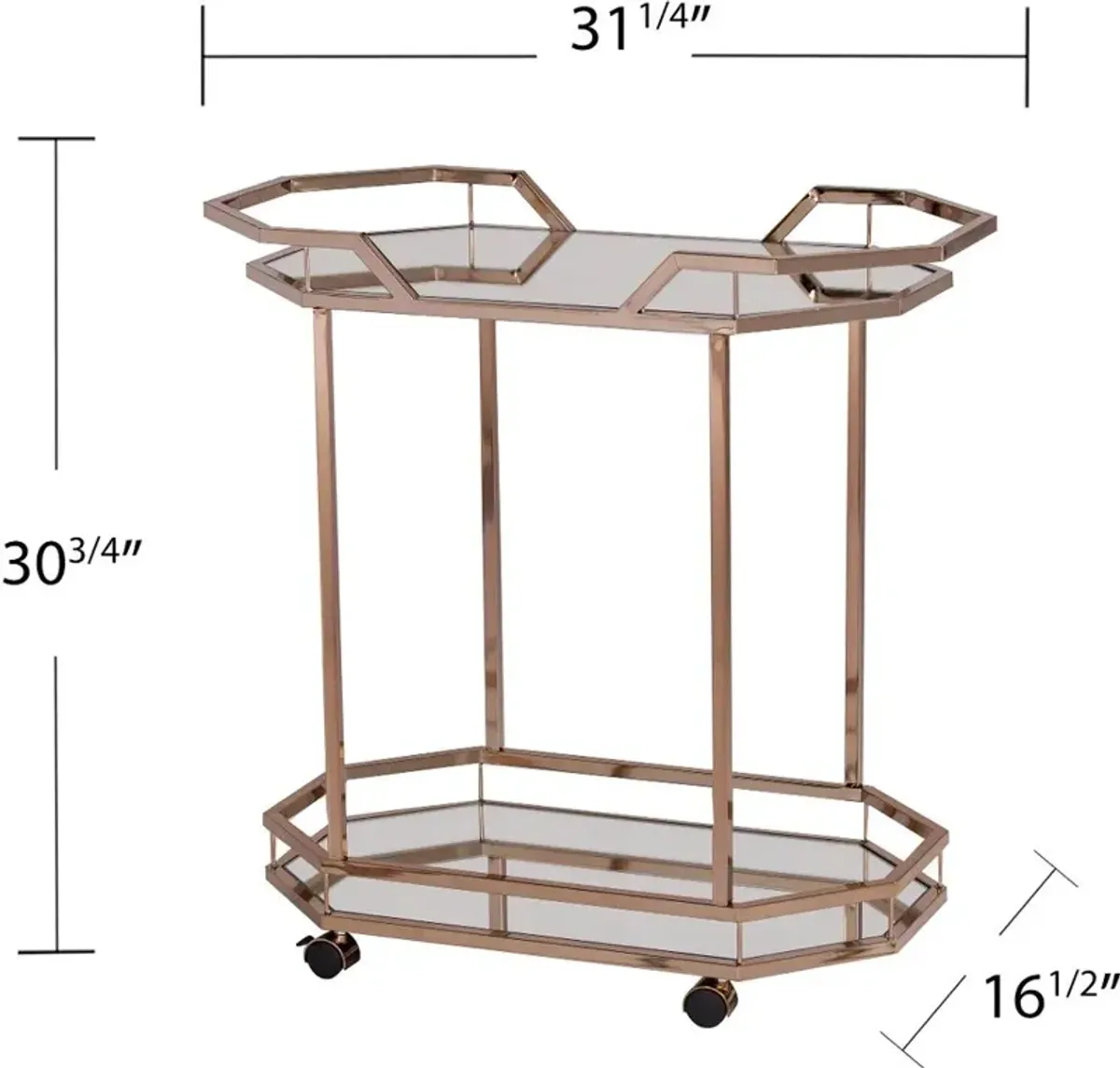 Ari Champagne Art Deco Bar Cart