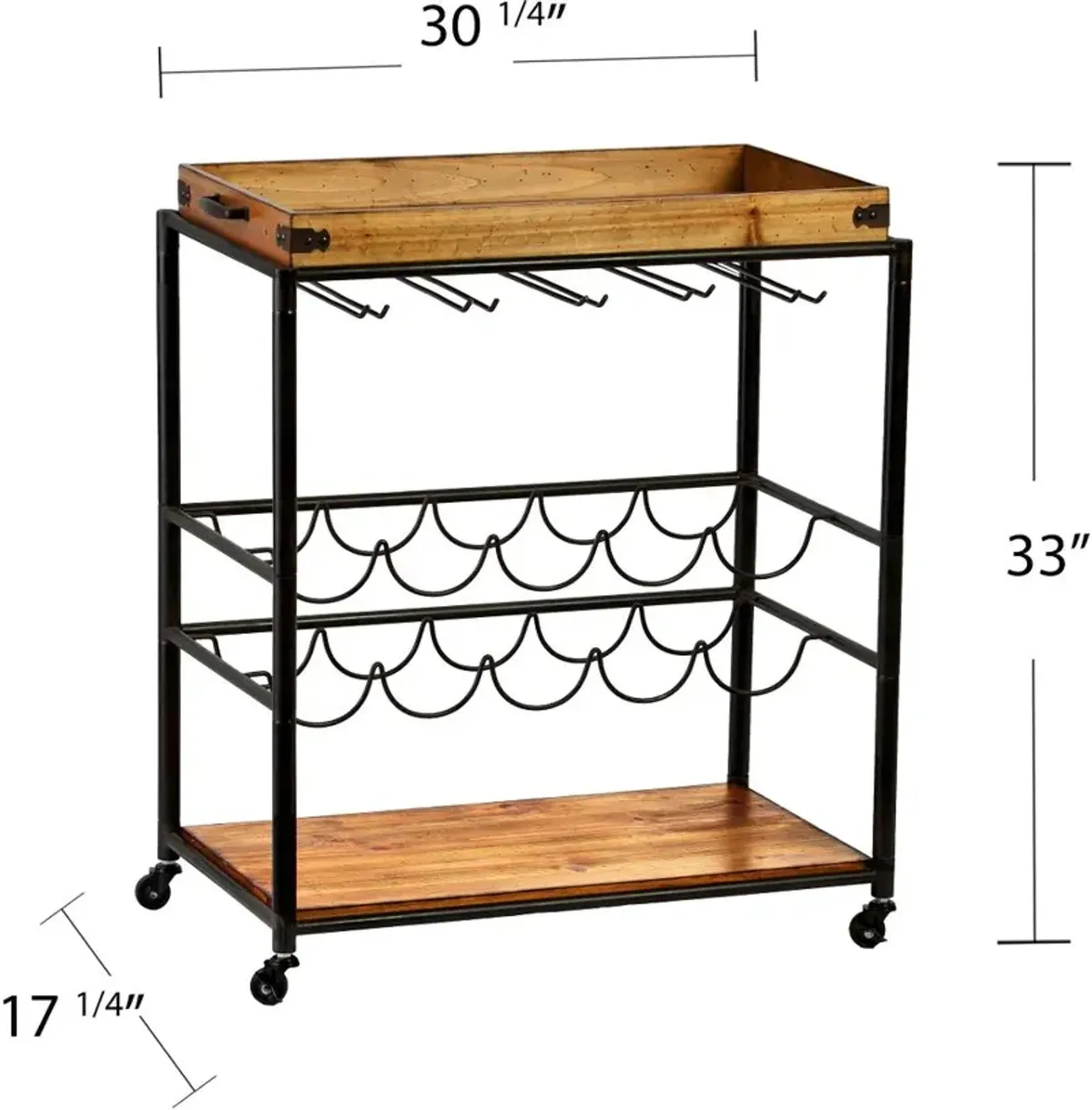 Mayson Wood & Metal Mobile Bar Cart