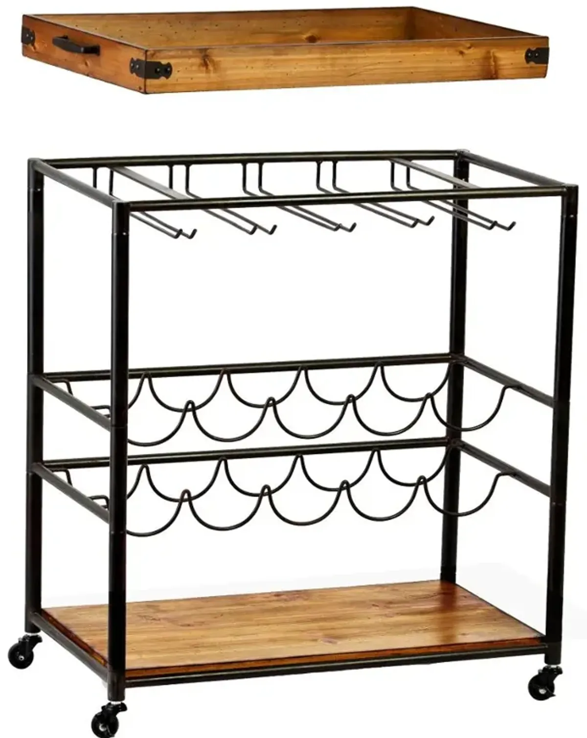 Mayson Wood & Metal Mobile Bar Cart