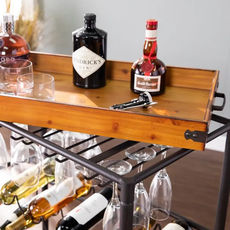 Mayson Wood & Metal Mobile Bar Cart