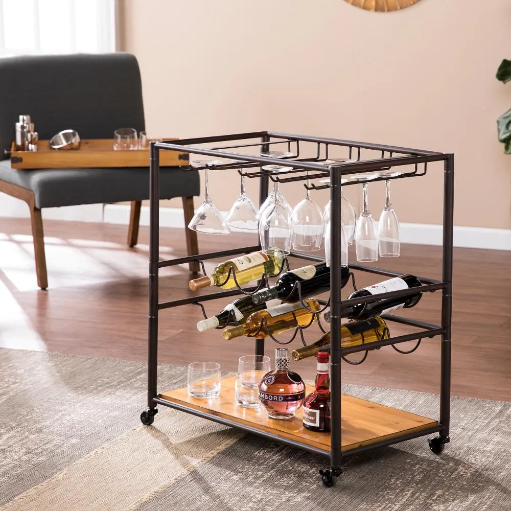 Mayson Wood & Metal Mobile Bar Cart