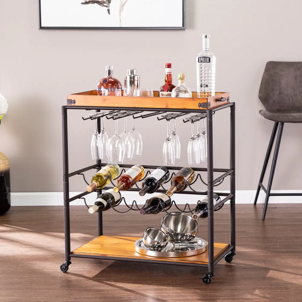 Mayson Wood & Metal Mobile Bar Cart