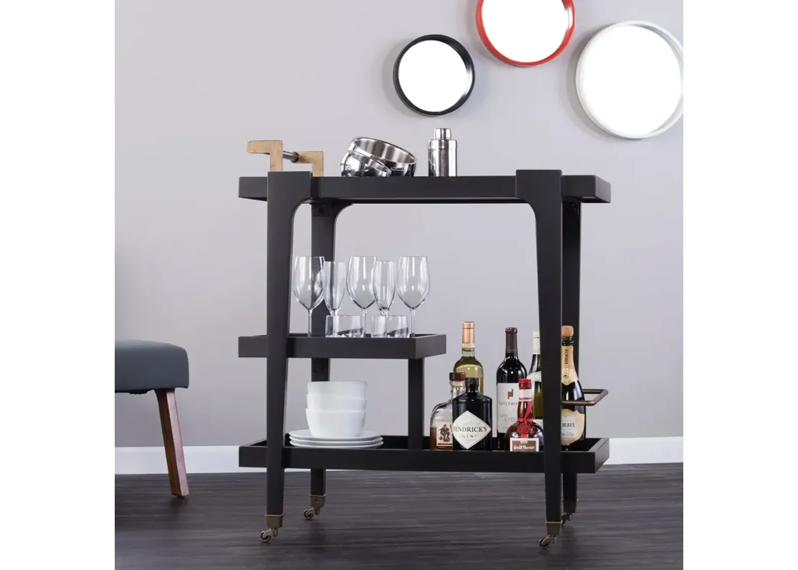 Holly & Martin Zhori Black Midcentury Modern Bar Cart