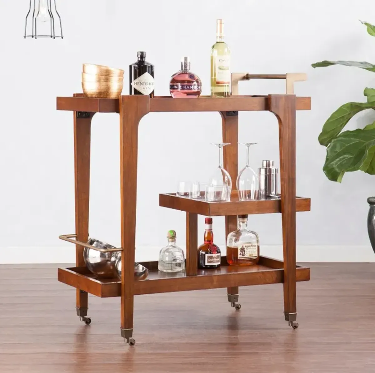 Holly & Martin Zhori Brown Midcentury Modern Bar Cart