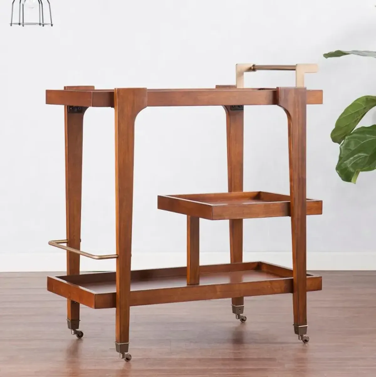 Holly & Martin Zhori Brown Midcentury Modern Bar Cart