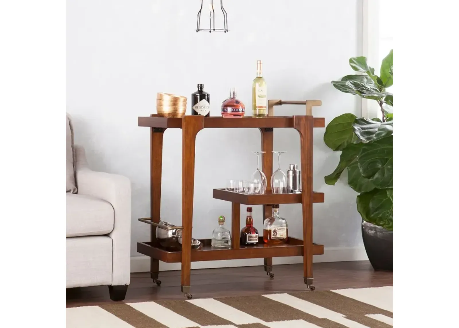 Holly & Martin Zhori Brown Midcentury Modern Bar Cart