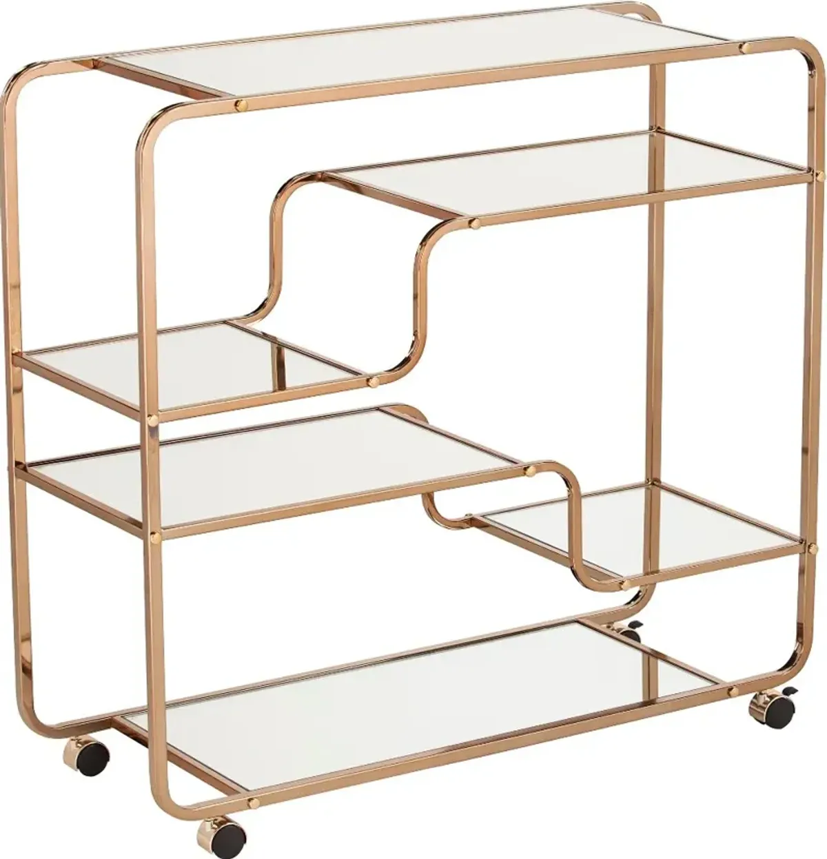 Maylynn Art Deco Champagne Mirrored Bar Cart