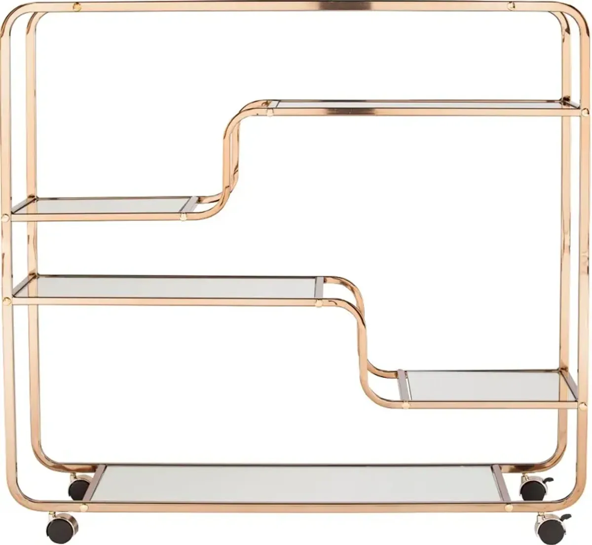 Maylynn Art Deco Champagne Mirrored Bar Cart