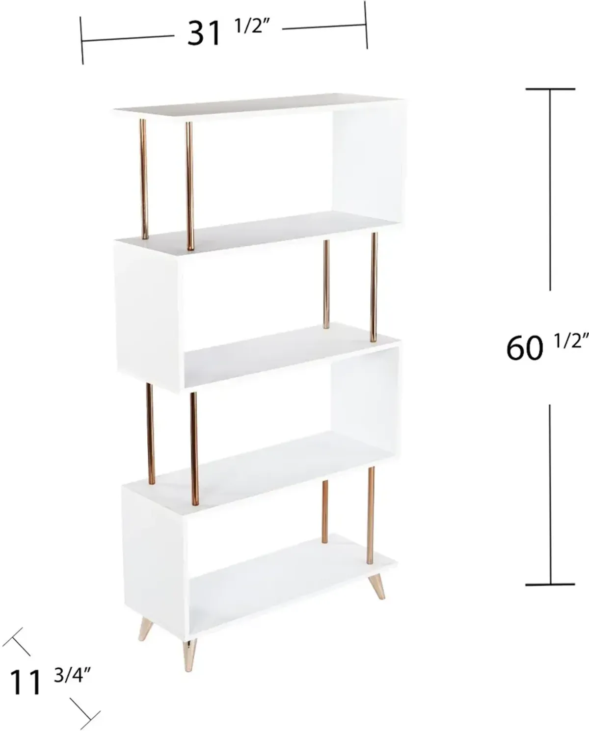 Beckerman White Asymmetrical Bookcase