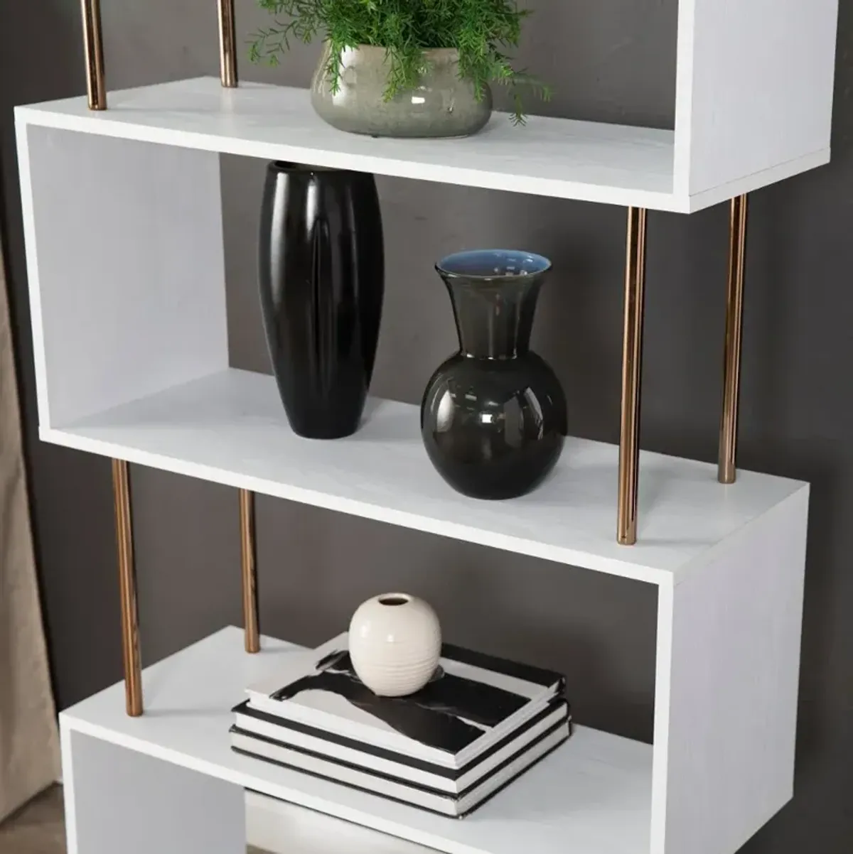 Beckerman White Asymmetrical Bookcase