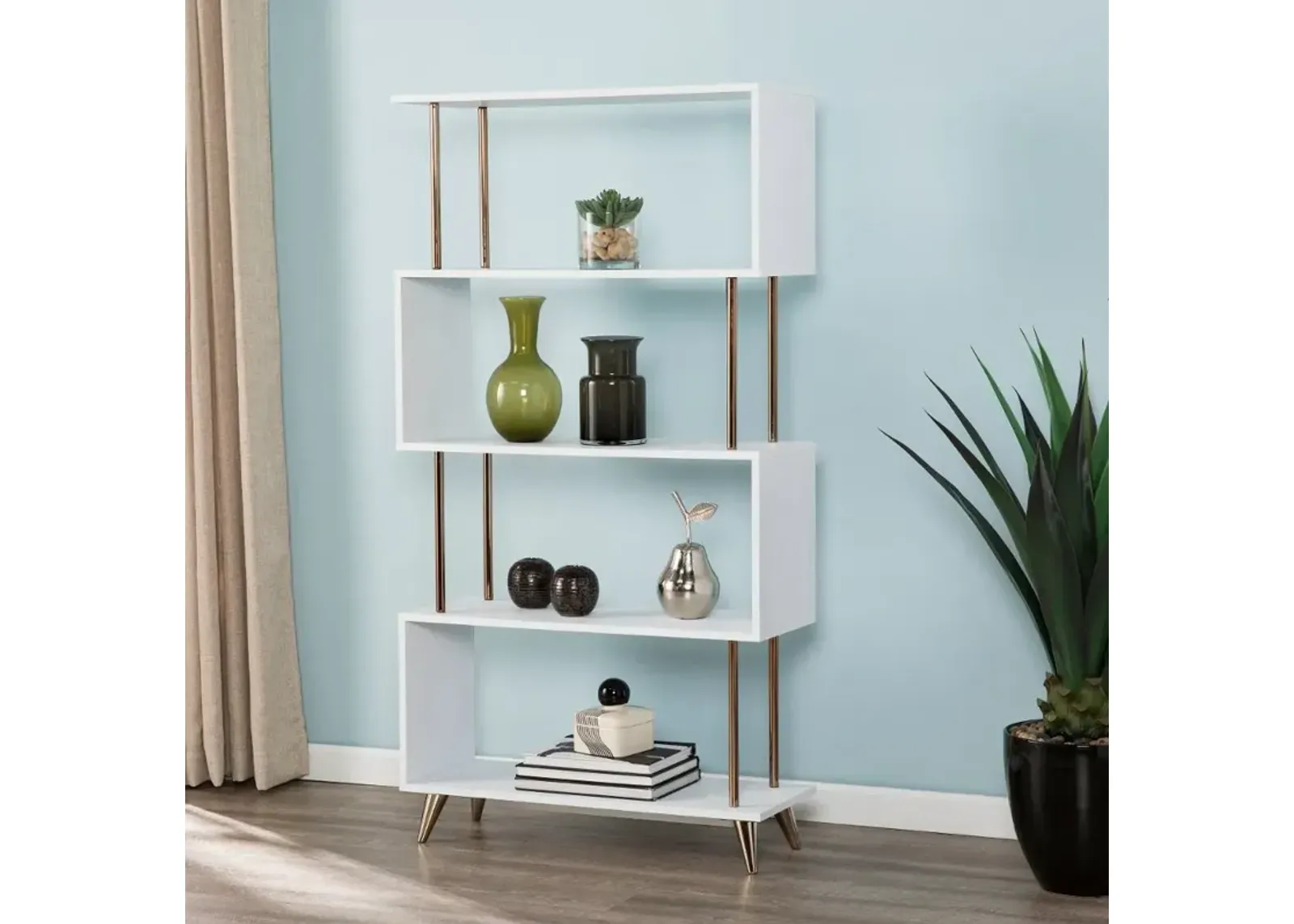 Beckerman White Asymmetrical Bookcase