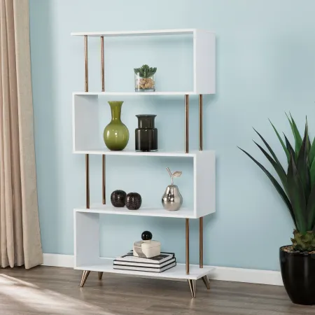 Beckerman White Asymmetrical Bookcase