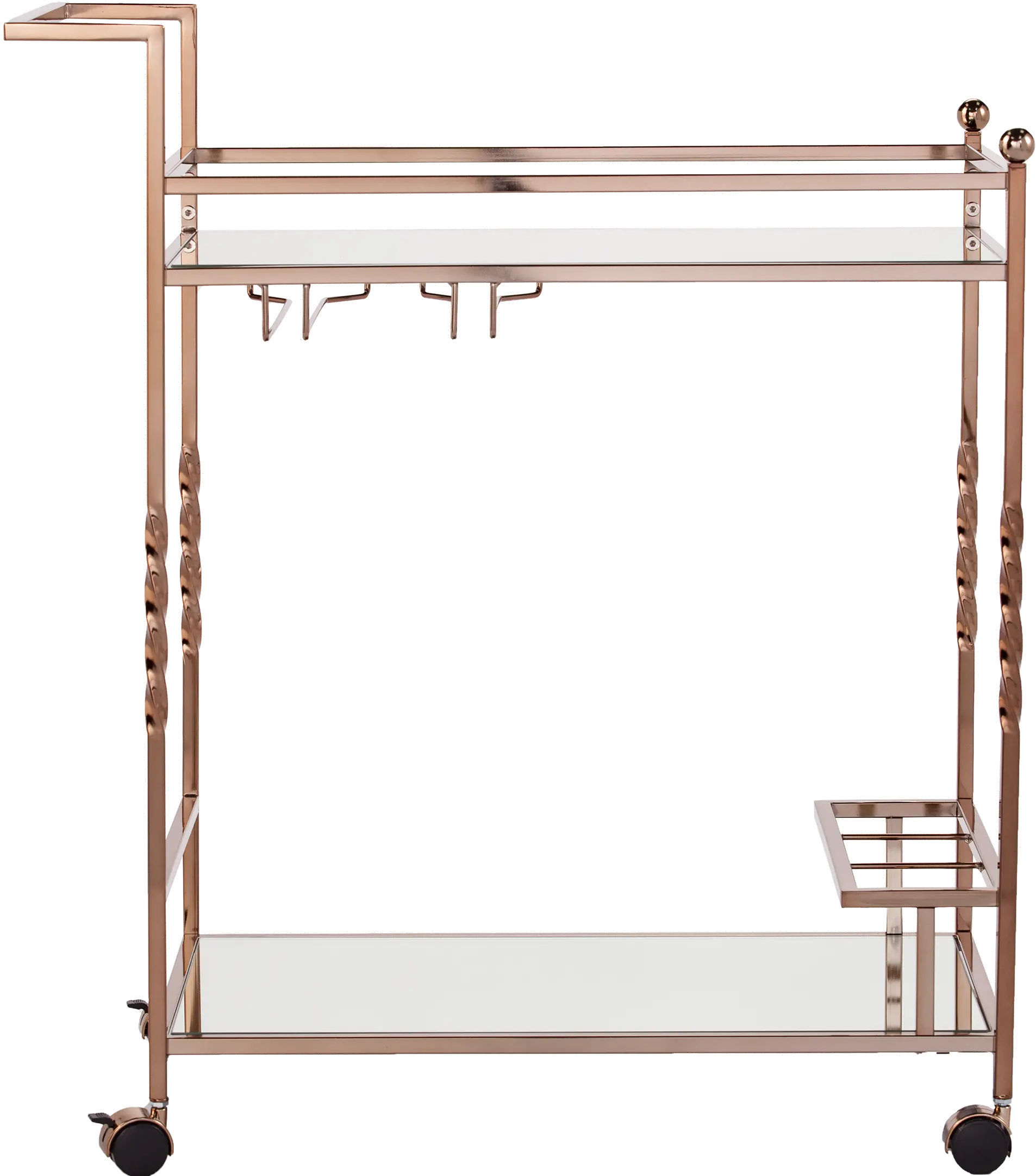 Ivers Rose Gold Metal Mirrored Bar Cart