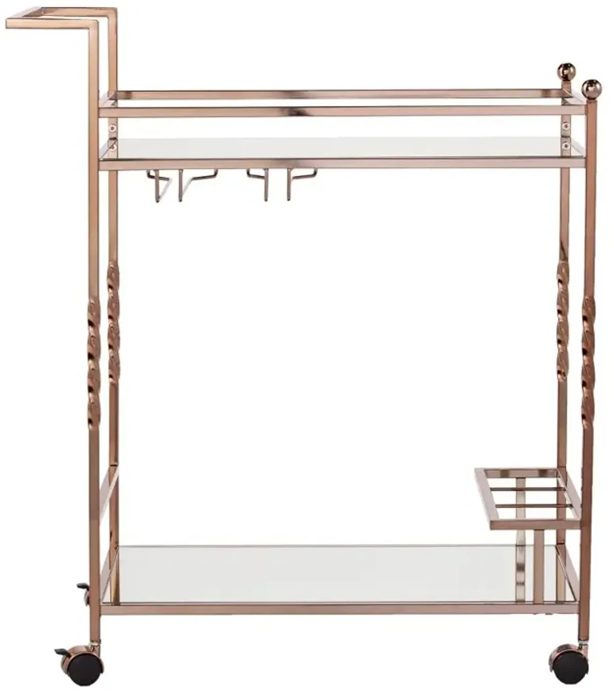 Ivers Rose Gold Metal Mirrored Bar Cart