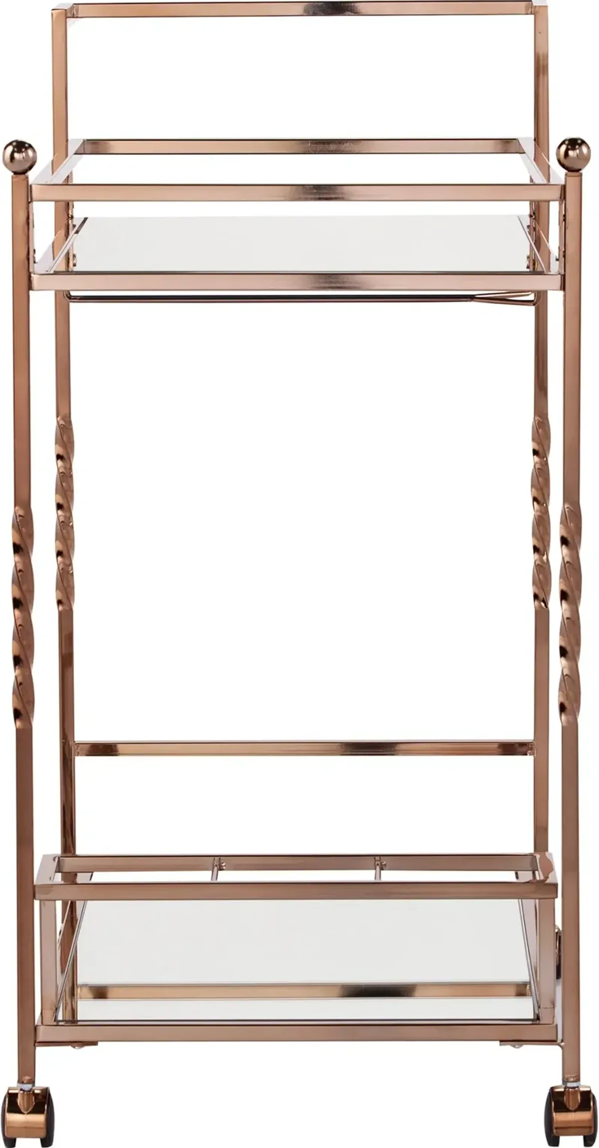 Ivers Rose Gold Metal Mirrored Bar Cart