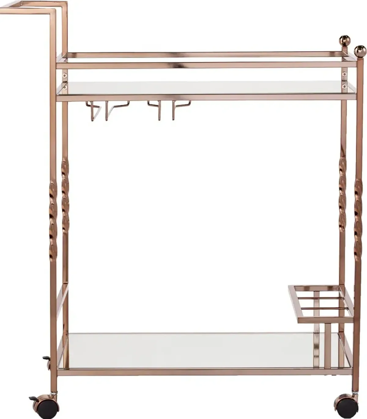 Ivers Rose Gold Metal Mirrored Bar Cart