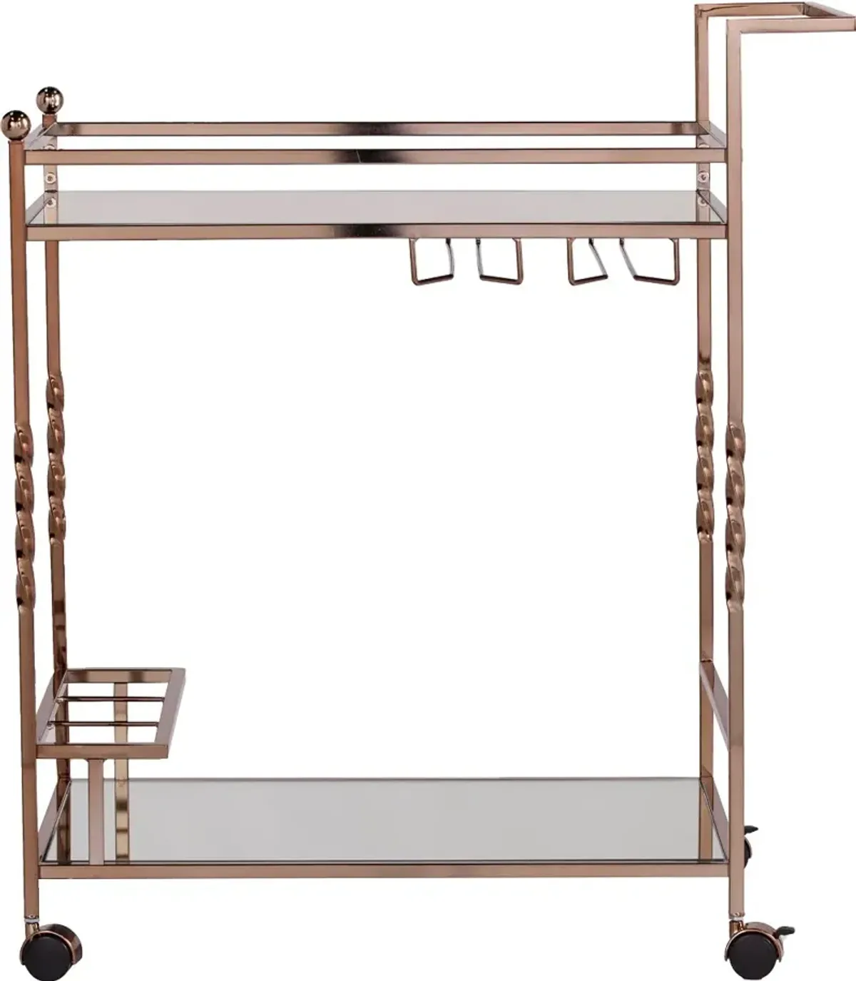 Ivers Rose Gold Metal Mirrored Bar Cart