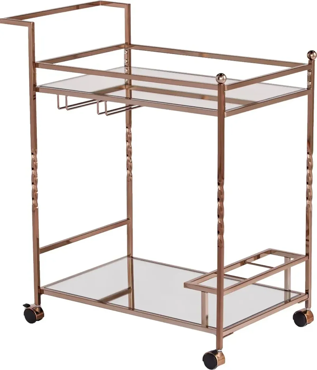 Ivers Rose Gold Metal Mirrored Bar Cart