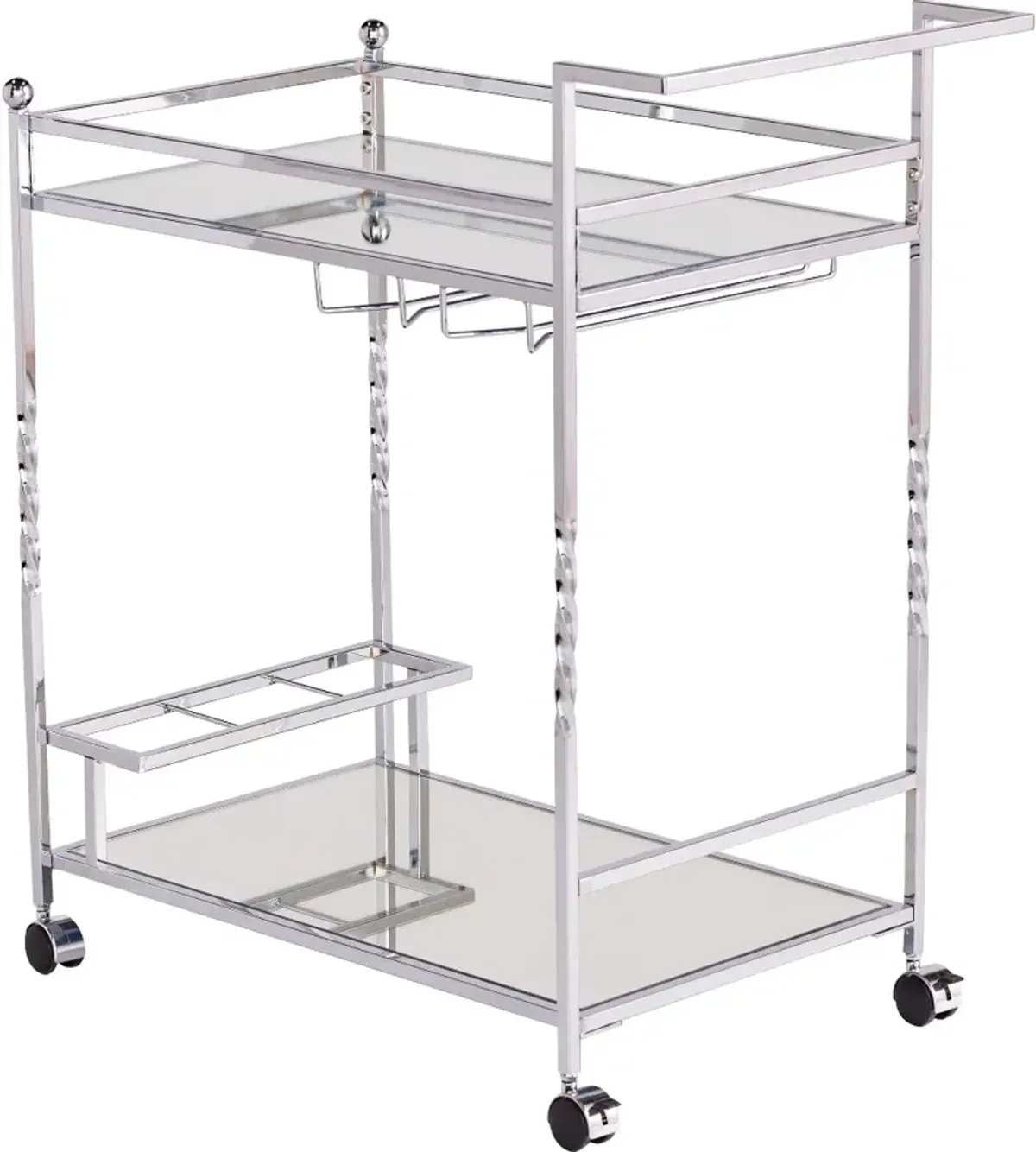 Ivers Chrome Metal Mirrored Bar Cart