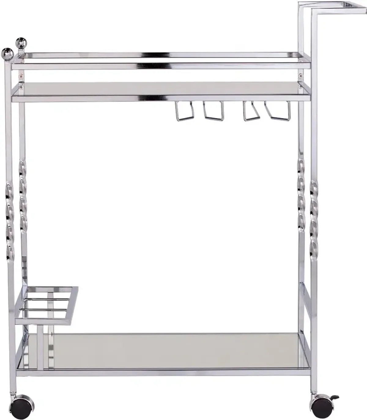 Ivers Chrome Metal Mirrored Bar Cart