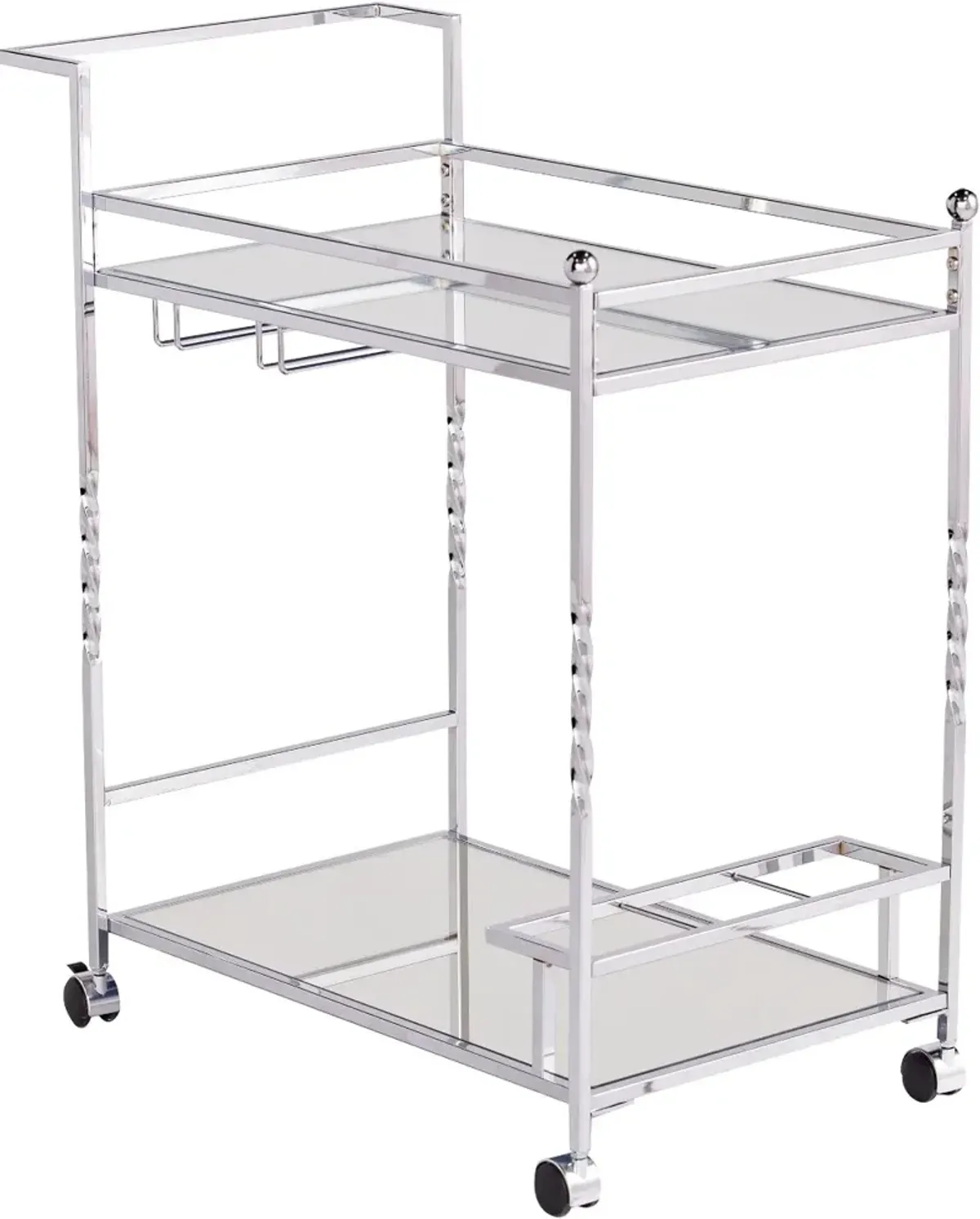 Ivers Chrome Metal Mirrored Bar Cart