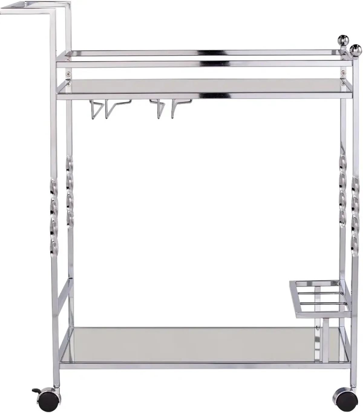 Ivers Chrome Metal Mirrored Bar Cart