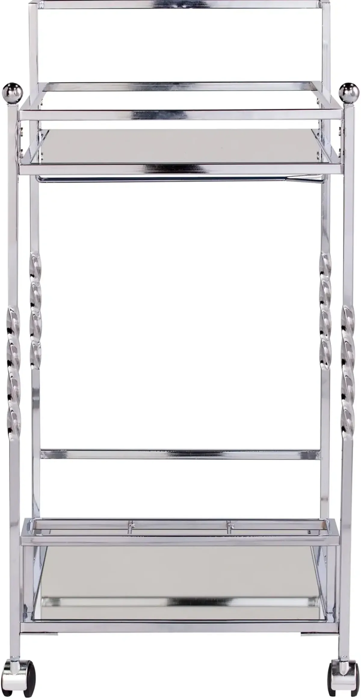 Ivers Chrome Metal Mirrored Bar Cart