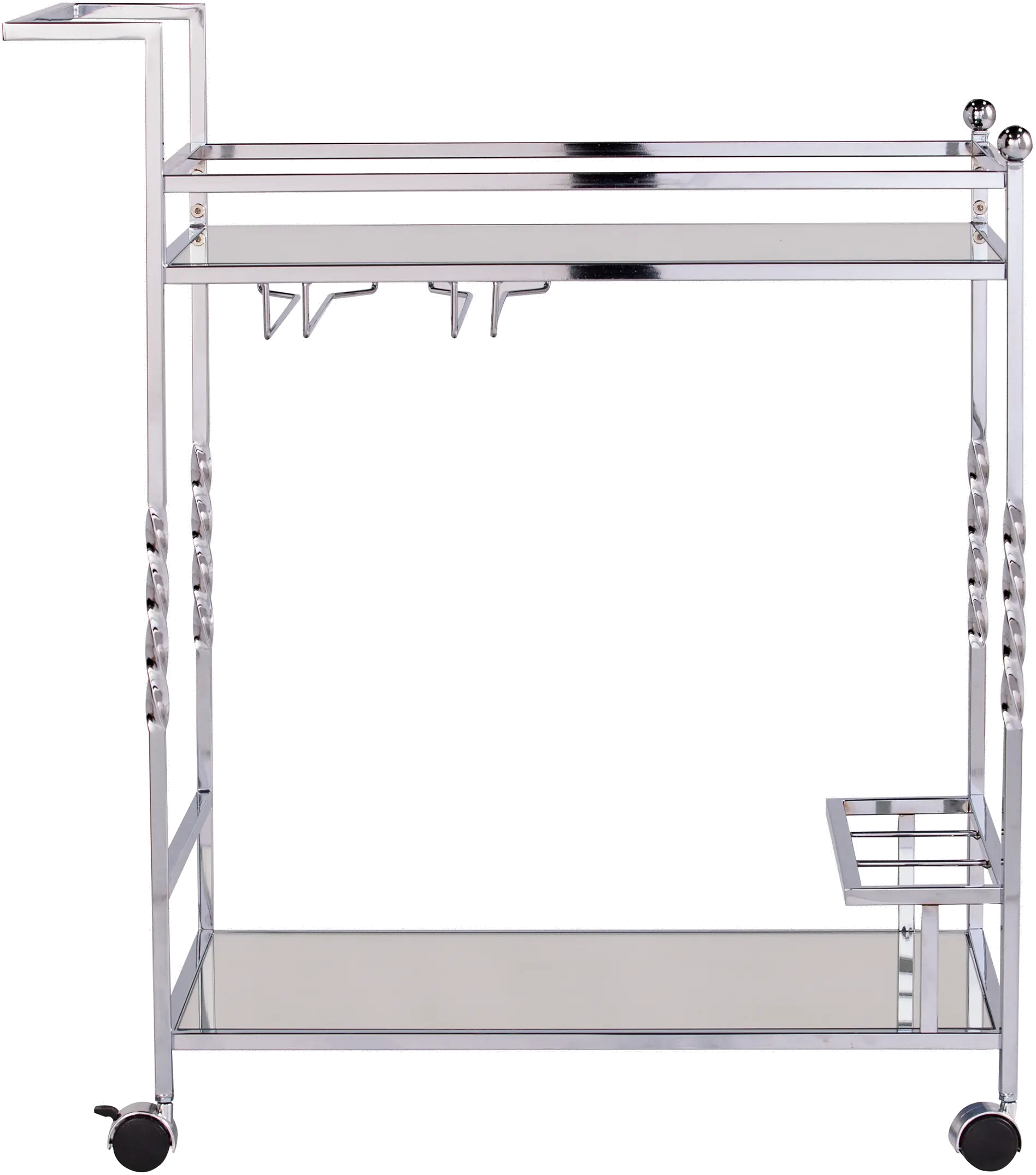 Ivers Chrome Metal Mirrored Bar Cart