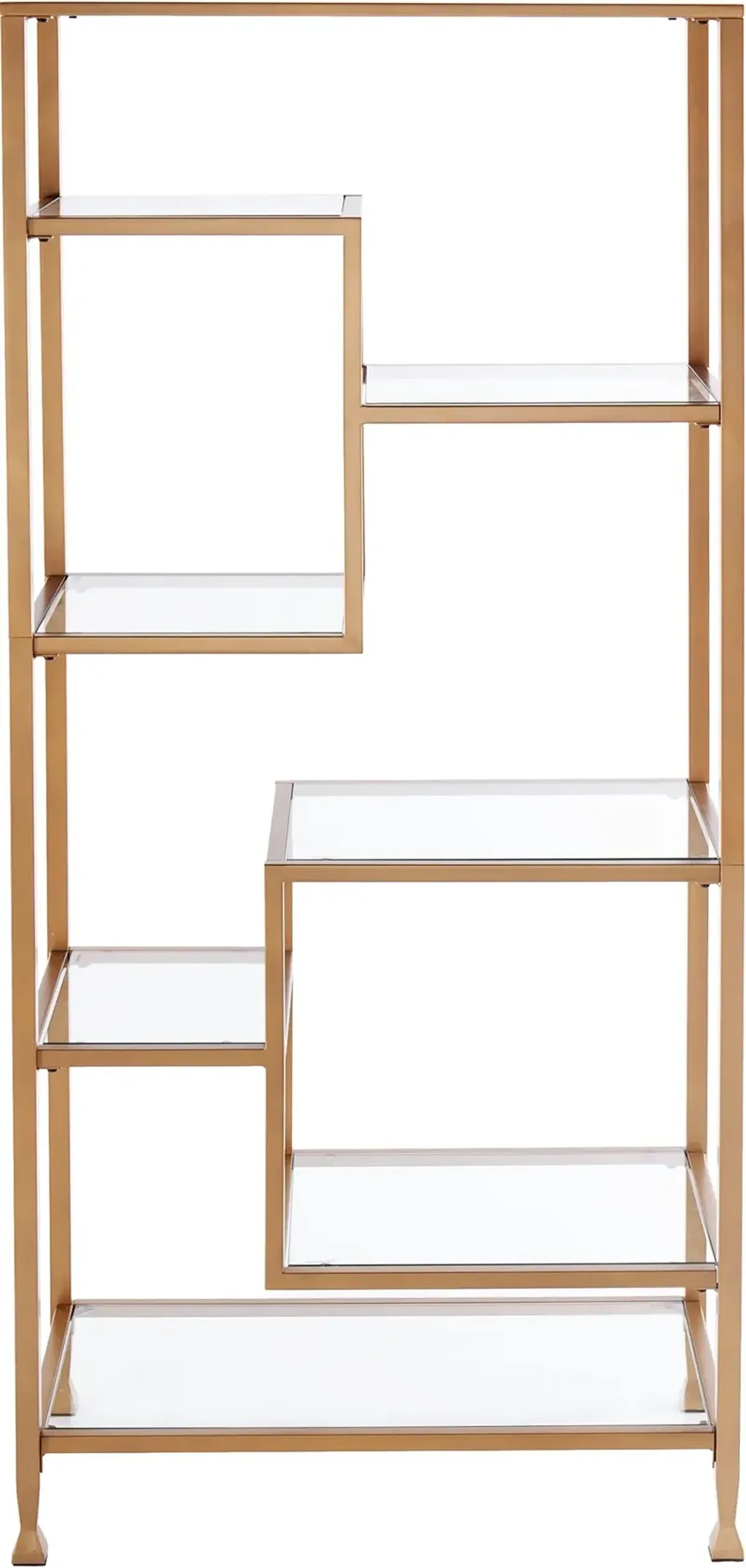 Jaymes Gold Metal & Glass Asymmetrical Bookcase