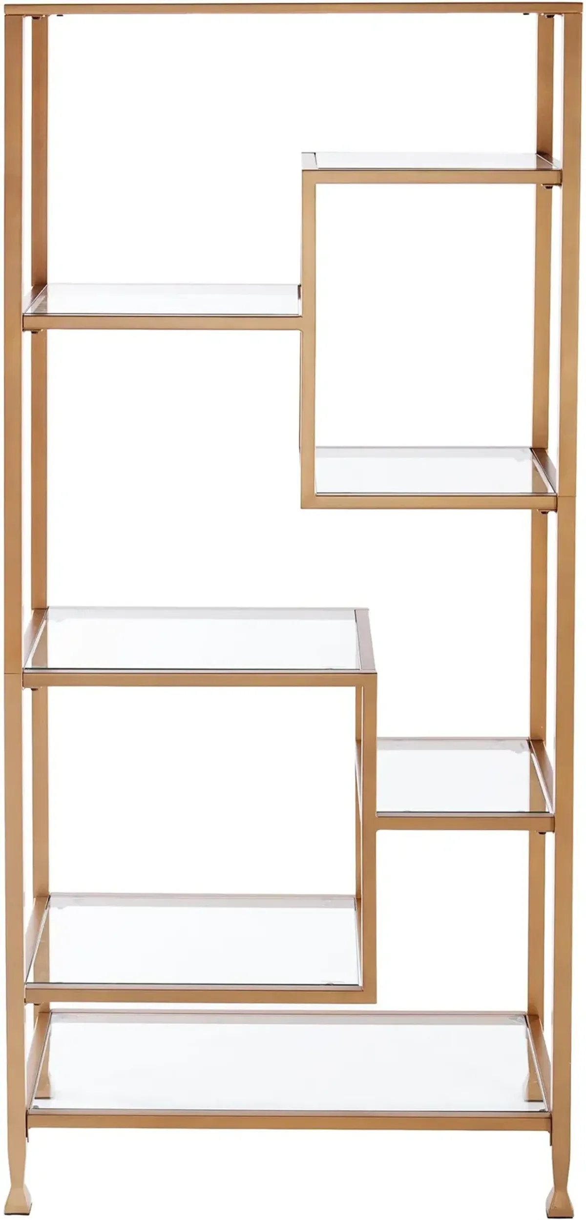 Jaymes Gold Metal & Glass Asymmetrical Bookcase