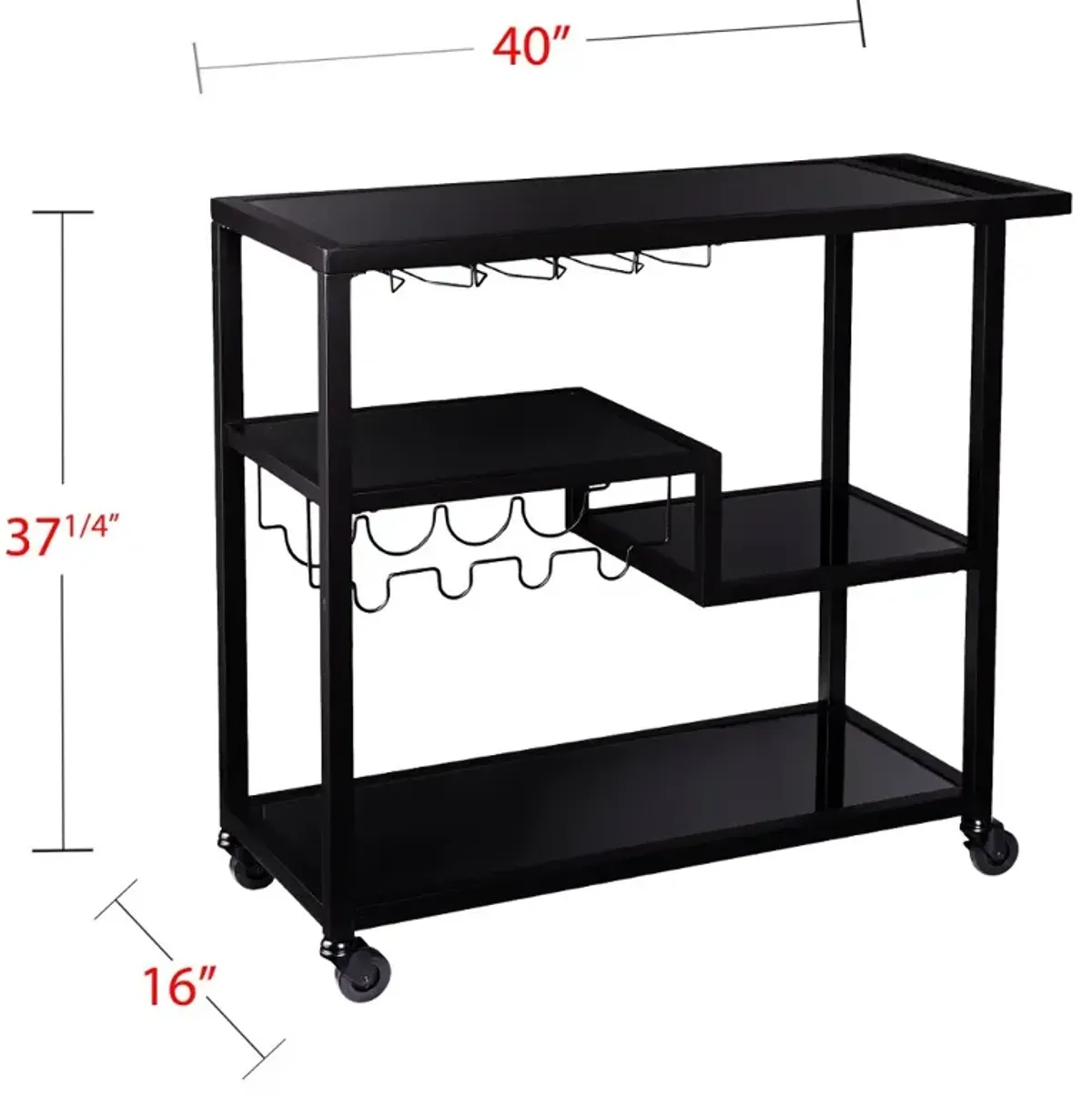 Holly & Martin Zephs Black Bar Cart with Smoked Mirror