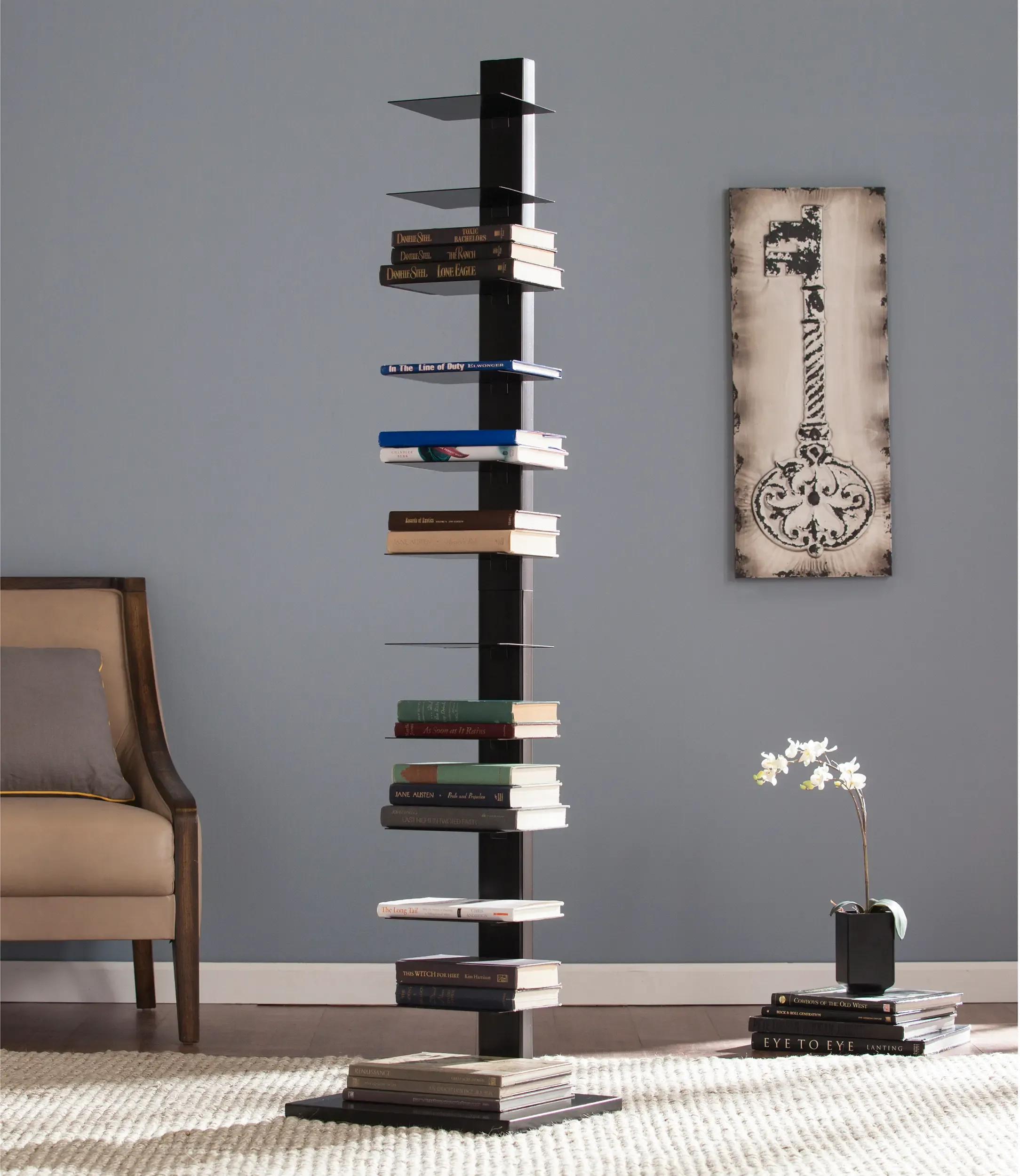 Stewartby Black Spine Tower Bookshelf