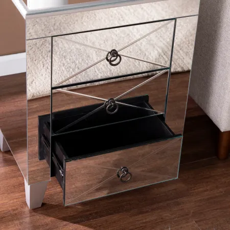 Cresheim Mirrored End Table with Drawers