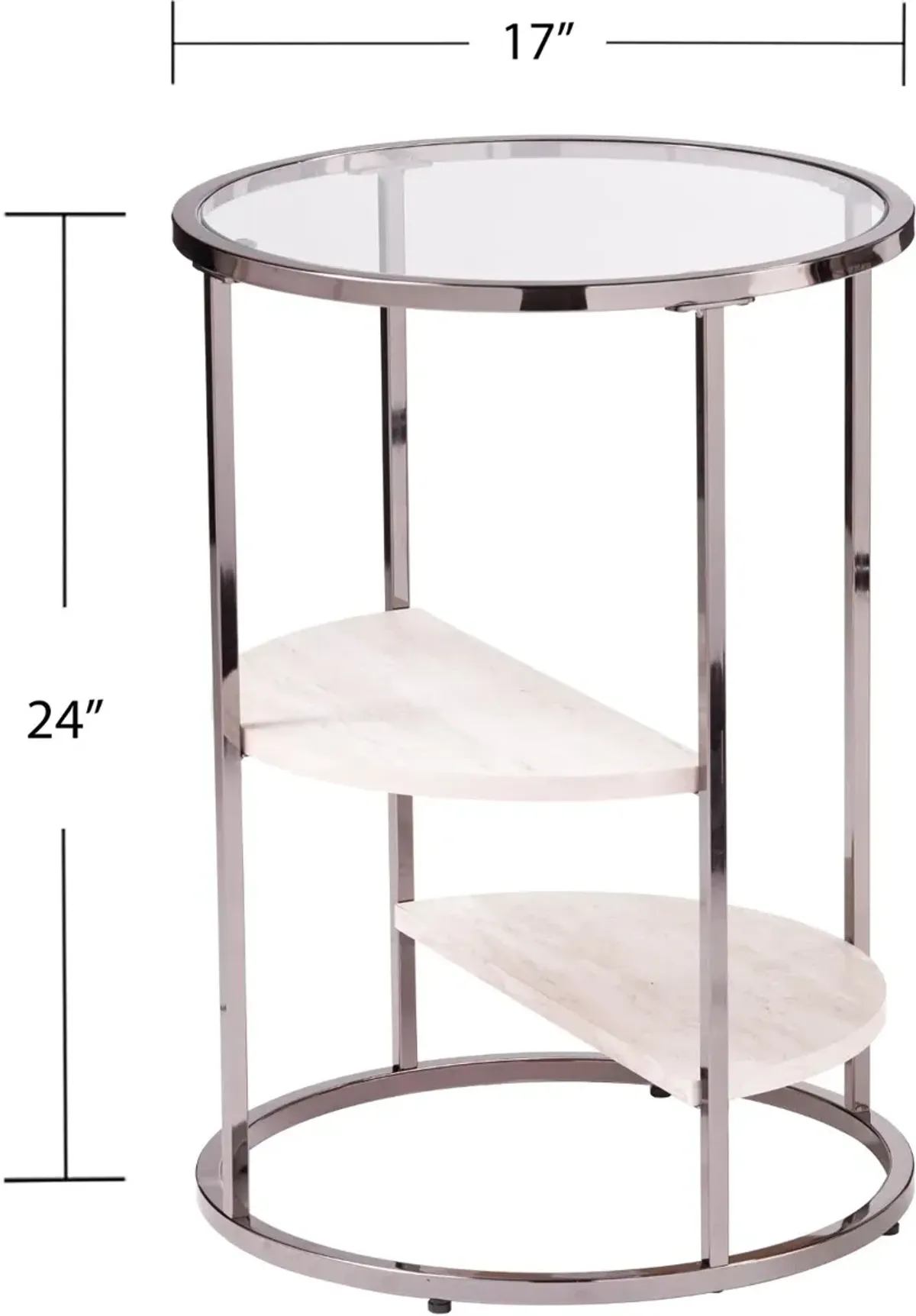 Ledermore Round Glass and Faux Stone Side Table